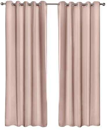 Emma Barclay Cali Curtains - Soft Plain Eyelet & Pencil Pleat Curtain Pair for Bedroom & Living Room (Blush Pink, W 66 x L 90 (2 Panels), Eyelet)