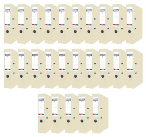 DONAU PREMIUM 25er Pack Ordner A4/75mm/7,5 cm/Gelb Pastell Kunststoffbezug PP/Papier/Schlitzordner Büroordner Aktenordner Metall Kantenschutz/ideal für Büro und Schule/Grüne Punkt, 3966001PL-11