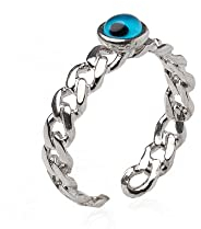 Remi Bijou 925 Sterling Silber Ring Nazar Boncuk Türkisches Auge - verstellbare Größe, ColorName:Silber