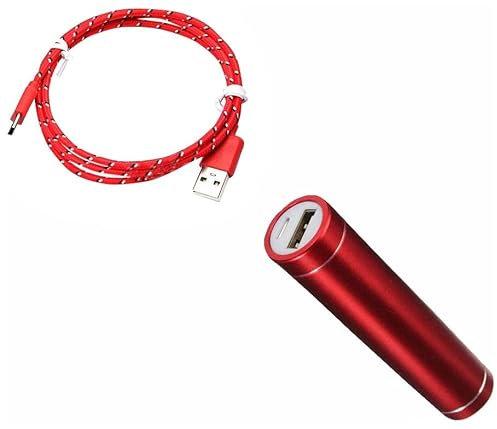 Pack Batterie pour XIAOMI 11T Pro Smartphone Type C (Cable Tresse 3m + Batterie Chargeur Externe) Android 2600mAh (Rouge)