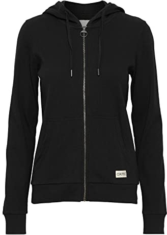 OXMO OXLova Damen Sweatjacke Kapuzenjacke Hoodie mit Kapuze, Größe:L, Farbe:Black (194007)