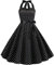 Robe Vintage Années 50 Femme Retro Rockabilly Pin Up Élégante Robes sans Manche Dos Nu Décolleté en Cœur Polka Dot Trapèze Mariage Cocktail Soirée Fête Cérémonie Décontractée au Genou Midi Noir M