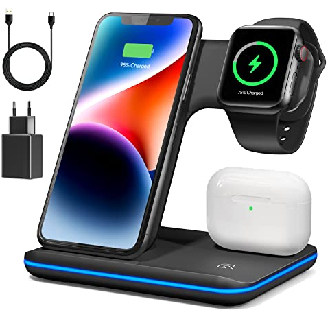Wireless Charger, Induktive Ladestation für iPho.ne 13/12/11/Mini/Pro/Promax,App1e Watch2/3/4/5/6 und AirP.ods Pro3/2