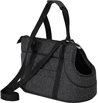 Hundetasche, Hände frei Reisetasche, Transportbox, mit Seitentaschen, Katzentasche, mit verstellbarem Schultergurt, Schwarz, L: 25 x 43 x 27 cm