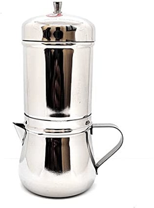 KERAM Coffee filter indian style 300 ml(10.14Oz) 4-5 cup with kettle-south indian filters/drip/dripper coffee bar accessories for camping/outdoor traditional madras/french press-pour over