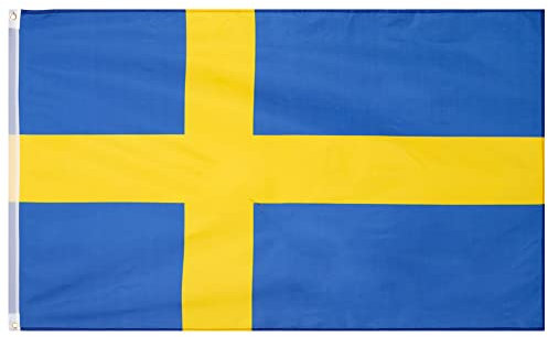 MUWO Flagge Nations Together 90 x 150 cm Nationalmanschaften, doppelseitige Gartenflagge, wetterfeste Fanflagge, Fußballflagge Polyester Länderfagge Deutschland mit Ösen (Schweden)