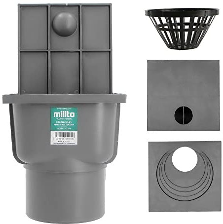Millto™ Pozzetto per Pluviale 110 mm | Scarico Verticale Filtro per Tubo di Acqua Piovana Scatola Grondaia Cassetta Pioggia Polipropilene