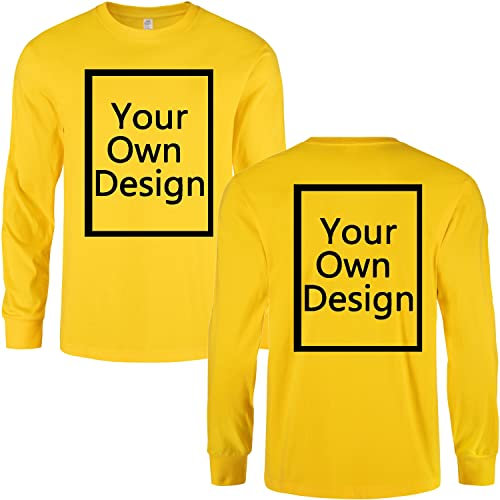 Custom Long Sleeve T Shirts for Men/Women Design Your Own Shirt Add Text Personalized Cotton Tee Printed Front/Back