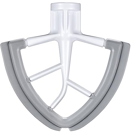 Flex Edge Beater for KitchenAid 4.5/5 Quart Tilt-Head Stand Mixer, Mixer Paddle Attachment for KitchenAid with Both-Sides Silicone Edge Bowl Scraper, Mixer Attachments for KitchenAid, White