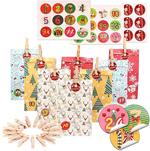 Knadgbft Weihnachtskalender Papiertüte Dekorationen Xmas Hängende Ornamente Wohnkultur Frohes Neues Jahr 2020 Kinder Weihnachten