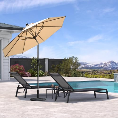 PURPLE LEAF Sonnenschirm 245 cm, Knickbar, Balkonschirm mit Kurbel, Marktschirm Sonnenschutz, Gestell Aluminium, wasserabweisend, für Garten, Terrassen, Beige