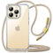 JETech Crossbody Case for iPhone 14 Pro Max 6.7-Inch with Adjustable Lanyard Strap, Clear Transparent Anti-Yellowing Shockproof Protective Phone Cover with Neck Cord (Gold)