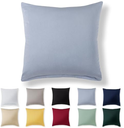 Alreya Kissenbezug 40 x 40 cm - Hellblau - 100% Jersey Baumwolle - Kissenhülle für Kissen 40x40 cm, Jersey Kopfkissenbezüge, Superweicher Kissenbezug 40x40 mit Reißverschluss