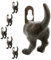Spetebo Cast Iron Wall Hooks Dog Popo Brown – Set of 6 – Dog Coat Hooks in Antique Look – Dog Tail Wall Coat Hook for Dog Lead Dog Harness Keys Jackets