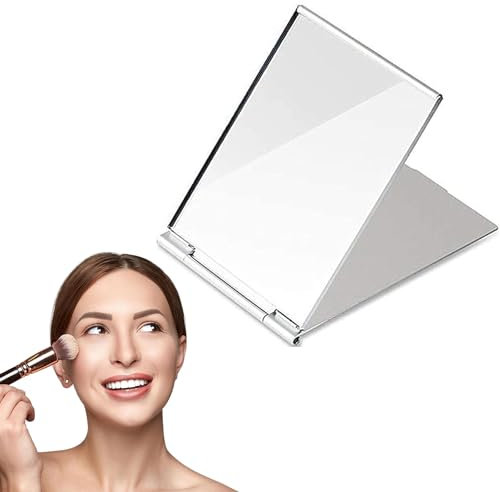 ZEACCT 1 Pièce Miroir Pliant Portable, Petit Miroir de Table Léger, Miroir Pliant de Maquillage Rectangulaire, Convient pour Les Voyages, Le Camping, la Maison, 8,5x11,5 Cm - Argent