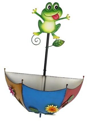 AWHAO Jardinière de Parapluie Murale, Pot de Fleur à Balustrade en Métal, Jardinière Murale Suspendue pour Jardin Extérieur, Terrasse, Clôture, Porche de Campagne, Grenouille Verte