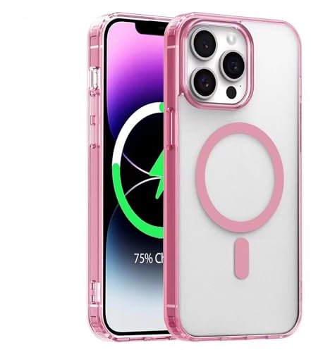 S.Dawezo Cover per iPhone 12 Pro Max, Compatibile con MagSafe, Custodia Traslucida Resistente, Protezione Antiurto di Livello Militare, Opaco Magnetica Case per iPhone 12 Pro Max, Rosa
