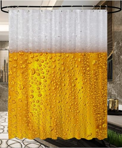 Duschvorhange 120 x 180 Bier, 3D Duschvorhang Bier Badewanne Vorhang Anti Schimmel Wasserdicht Duschvorhänge Waschbare Badezimmer Vorhänge mit 8 Haken v7441