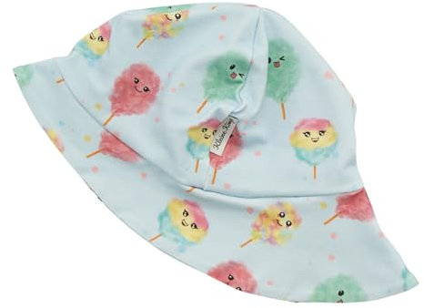 Kleine Könige Sonnenhut Sommer Mütze Baby Mädchen · Modell Zuckerwatte bunt Cotton Candy blau · Ökotex 100 Zertifiziert · Größe 122/128