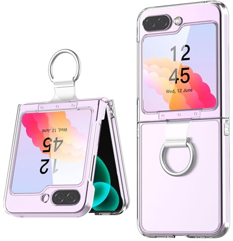 AICase for Samsung Galaxy Z Flip 6 Case Clear with Ring, [Anti-Yellow] Ultra-Thin Slim Fit Transparent Hard PC Phone Case for Samsung Flip 6 5G