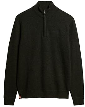 Superdry Herren Essential Strickpullover mit Halbreißverschluss und Stickerei