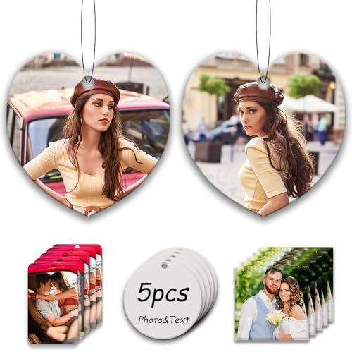5 Stück Duftbaum Auto Personalisiert Duftbaum Selbst Gestalten,Personalisiert Lufterfrischer für Auto Duftbaum Auto anhänger für Spiegel Geschenke (5 Stück-Herz)