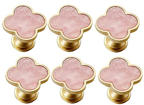 DHYAWUER 6Pcs Knob Cabinet Drawer Knob for Dresser Wardrobe Pull Single Hole Door Knob(Pink)
