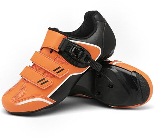 PENXZT Scarpe da Ciclismo Uomo Scarpe da Bike per Bici Compatibile SPD SPD-SL Delta Blocco Pedale Scarpe MTB Road Traspiranti Scarpe da Equitazione per Biciclette,Arancia,40 EU
