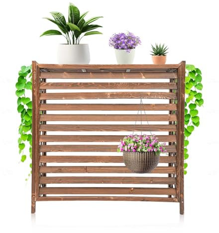 Funda Aire Acondicionado Exterior Del Acondicionador De Aire Para El Estante Exterior De Las Cubre Aire Acondicionado Exterior De La Planta, Marco Espesado, Marrón Oscuro/4 Tamaños(80x32x70cm)