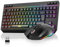 RedThunder K20-TKL 75% Clavier et Souris sans Fil,AZERTY Français, Rétroéclairage RVB,TKL Ultra-Compact Design,Ergonomique,Batterie Rechargeable,Touches Multimédia + 7D RVB Optique Souris (Noir)