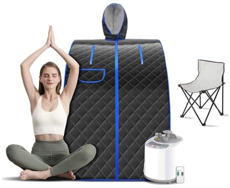 Tragbare Saunabox, Saunazelt, Tragbare Dampfzelt-Sauna mit Klappstuhl, Heim-SPA-Badewanne, 1000 W, 2 l, lindert Schlaflosigkeit für Fitnessstudio, Pilates, Garage, Whirlpool