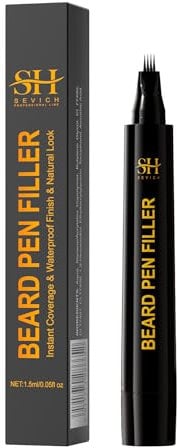Sevich Crayon à barbe pour homme, teinture instantanée pour homme, imperméable à l'eau 48 h et résistant à la transpiration, pointe à 4 broches pour une application sans couture, améliore tous les