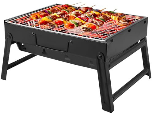 Barbecue au charbon de bois portable et pliable pour bureau, plateau de table, barbecue d'extérieur – Barbecue de pique-nique, barbecue de camping, barbecue de voyage, mini barbecue pliable (35 x 26 x