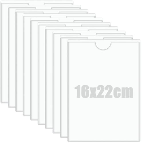 XRXYMQ A5 Etikettenhalter 10 Stück 16 x 22 cm Transparent Selbstklebend | Visitenkartentaschen für Mappen, Büro und Schule, einfache Anbringung, ideal zum Einlegen und Schützen von Dokumenten