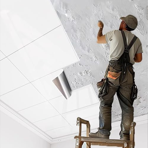 Minglez Dalle de Plafond Dalles de Plafond Décoratives Blanc Pur, Revêtements de Plafond Suspendu pour Murs Abîmés, Taches et Fissures, Paquet de 90 ou 100 Panneaux Muraux à Coller pour Salle(3pack)