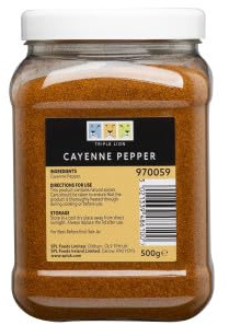 Triple Lion Cayenne Pepper 500g | Ground Hot Chilli Powder | Spicy Seasoning for Cooking & Marinades