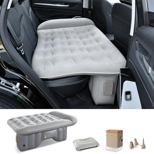 Coverado Colchón de Aire para Coche Asientos Traseros, Portable inalámbrico Cama Inflable del automóvil con Bomba de Aire incorporada, Universal Cama Hinchable para la mayoría de los SUV de Coches