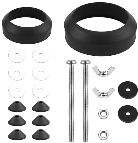 Toilet Cistern Seal Kit, Stainless Steel Seal, Cistern Flush Parts, Flush System Replacement, Toilet Seat Fastener Bolt Kit with Rubber Washer, 100mm M6 Bolt Through 1.5 Rubber Dome 2 Foam Washer