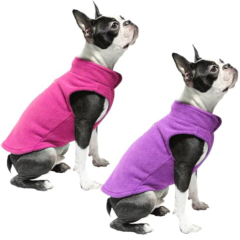 MLPKOI 2 Stück Fleece Hundepullover für kleine Hunde, Elastisch Hundepulli Warm und Leicht Haustier Welpe Katze Winterbekleidung (Rose+Purple, L)