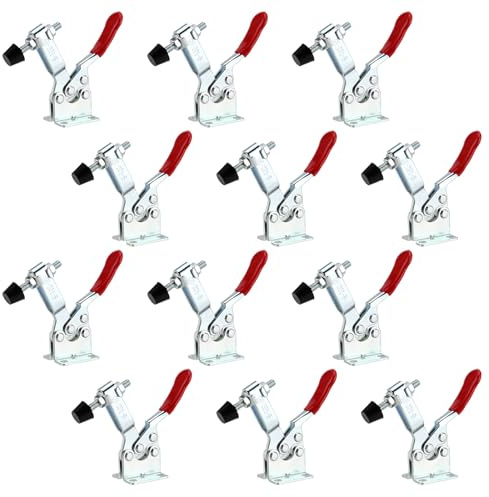 NGOSUET 12 Stück Kniehebelspanner Schnellspanner, GH-201-B Waagrechtspanner Toggle Clamp, Knebelklemme 90kg Fassungsvermögen für Zimmerei, Schweißen, Maschinenbetrieb