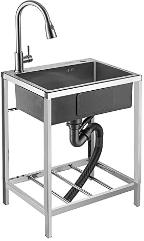 JKJZSALJ Fregadero Industrial De Acero Inoxidable con Estante, Diseño Robusto De Un Solo Recipiente para Restaurantes, Lavanderías Y Garajes. Extraíble, 58 X 43 Cm (22,8 X 16,9 Pulgadas).