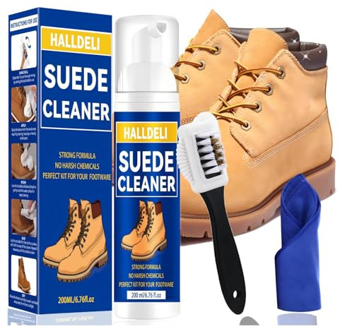 Halldeli Suede Shoe Cleaner, Premium Sneaker Cleaning Kit with Brush, Shoe Cleaner for White Shoes, Suede, Nubuck, Knit, Boots, Trainer, Sneaker, Leather, Trainer Cleaner (XZ)