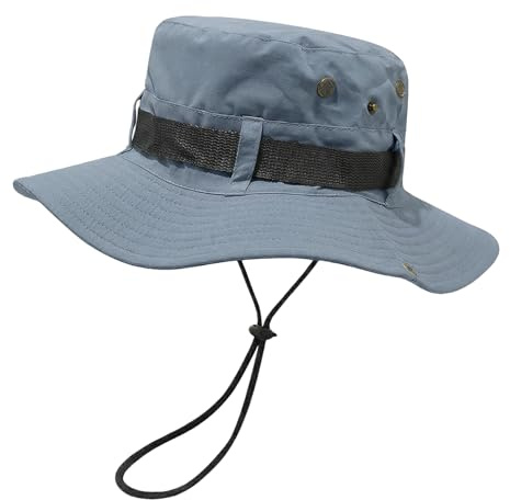 FYting Chapeau Homme Soleil Large Bord,Bob Homme Anti Uv,Safari Chapeau D'éTé pour Hommes, avec Cordon Coupe Vent, | Protection Solaire | VêTements de Pluie, Pour Pêche, Plage, L'Alpinism(Bleu Marine)