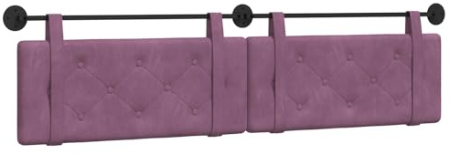 vidaXL Hängendes Kopfteil Lila Samt, Moderner rechteckiger Wand-Headboard aus Samt, bezogen mit Bändern, Knopfsteppung für entspannende Schlafzimmer-Deko