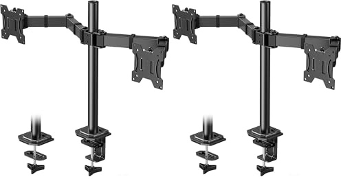 HUANUO Monitor Halterung 2 Monitore für 13-30 Zoll Bildschirme, Gaming Monitorhalterung 2 Monitore Höhenverstellbar, Bildschirmhalterung Neigen Schwenken, 10 kg pro Arm, VESA 75/100 (Packung mit 2)