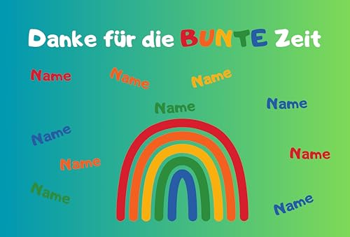 Generisch Fußmatte Kindergartenabschied personalisiert mit Namen – Abschiedsgeschenk Kita Erzieherin – Kita Krippe Kindergarten Abschluss Teppich (Blau-Grün, 60 × 90 cm)