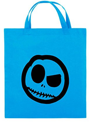 Comedy Bags - BÖSER Smily - Comic - Jutebeutel - Kurze Henkel - 38x42cm - Farbe: Hellblau/Schwarz