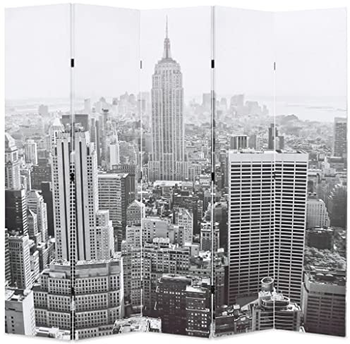 vidaXL Raumteiler klappbar 200x170cm New York bei Tag Schwarz Weiß Paravent