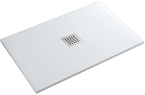 Receveur de douche en résine minérale effet pierre avec trou central - 80 x 90