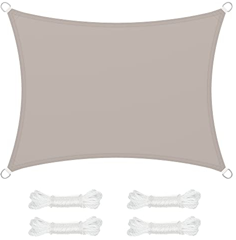 SONGMICS Tenda parasole 3x4 m, impermeabile, con colonna d'acqua da 665 mm, protezione solare in poliestere antistrappo, protezione UV 93%, terrazza, giardino, balcone, rettangolare, corde da 2